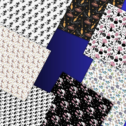 Halloween Witch Digital Paper Bundle – 150+ Seamless 12x12 Patterns, Bats/Brooms/Cauldron/Pumpkin Backgrounds for Scrapbooking & Sublimation
