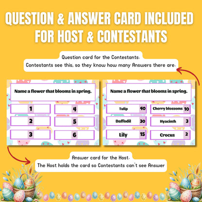 Easter Family Feud Game | Fun Easter Trivia Night | Printable Friendly Feud | Easter Party Game for Kids, Adults, Easter Game Night Activity