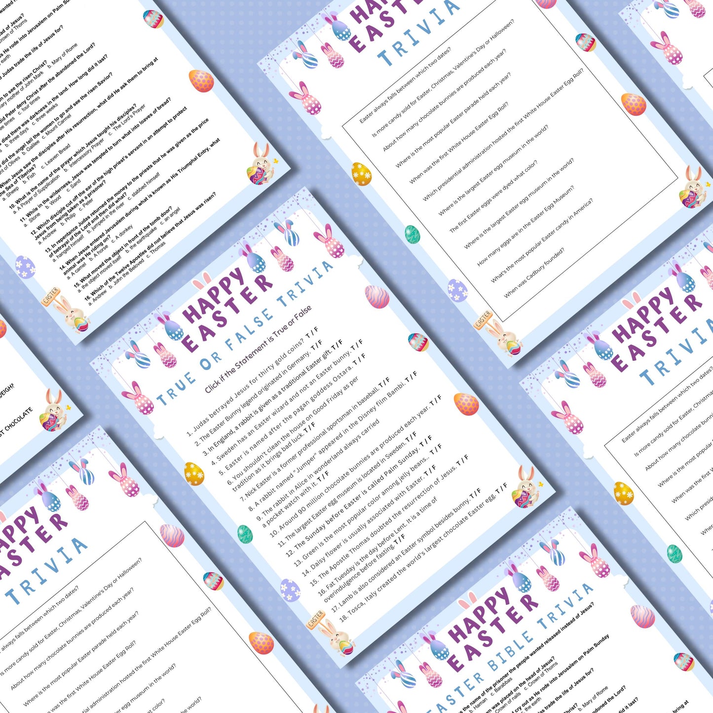 Easter Trivia Quiz | Fun & Challenging Easter Game | Printable Easter Party Game for Kids and Adults | Family Game Night | Instant Download