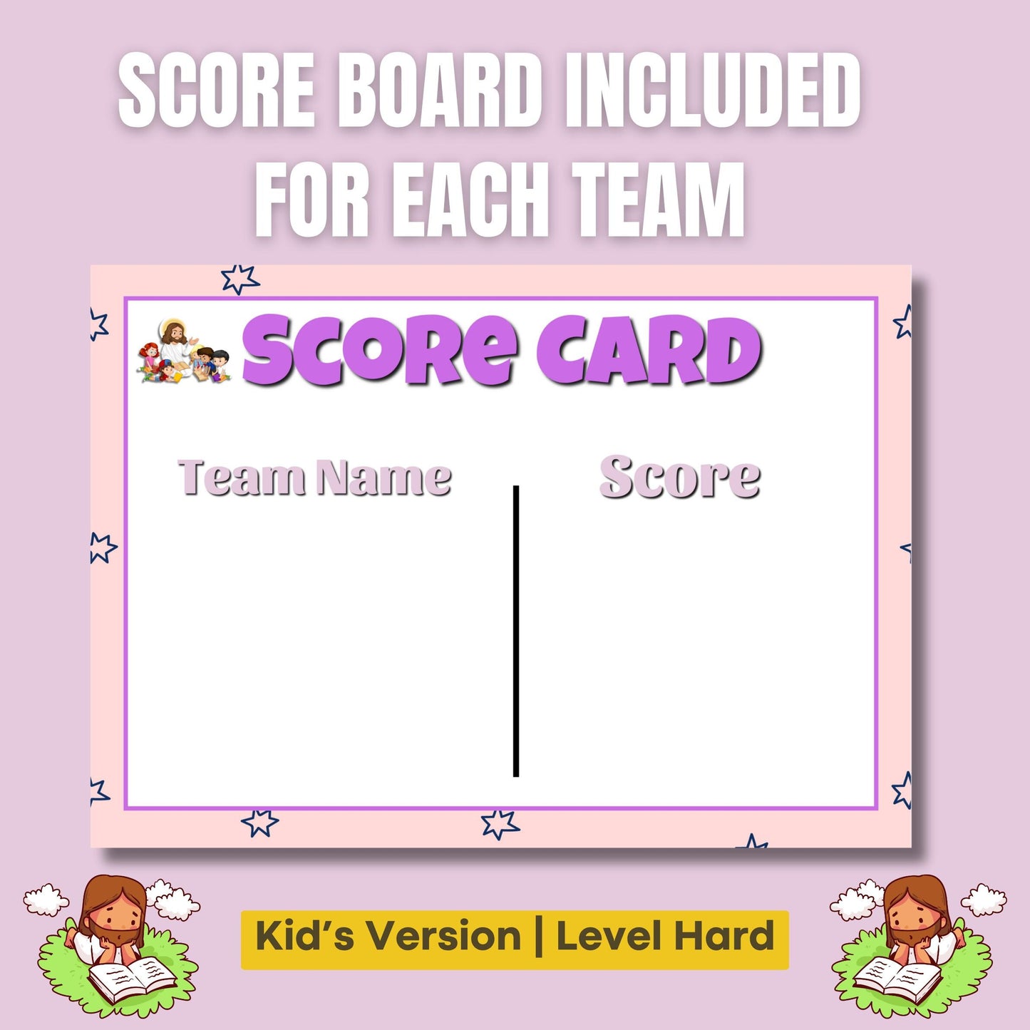 Bible Family Feud Hard Level Game for Kids – 100+ Printable Bible Trivia Cards | Christian Sunday School | Church Activity | A4 & US Letter