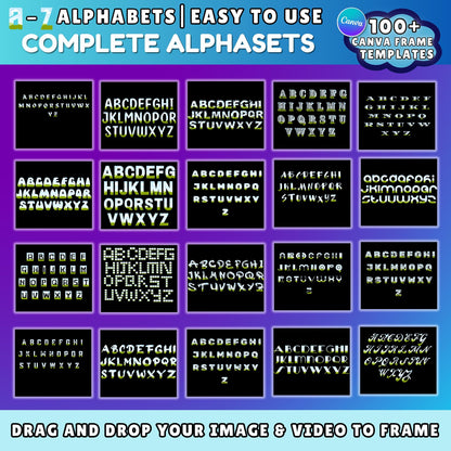 Canva Alphabet Frame Templates | 100+ A-Z Letter Frames | Drag & Drop Photo Letters | Editable Canva Font Frames for Mugs, Shirts and Prints