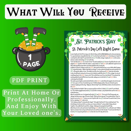 St. Patrick's Day Left Right Game | Fun Pass the Present Game | Irish Party Activity for Kids & Adults | Lucky Shamrock Game | Printable PDF