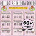 Bible Family Feud Game for Kids – Easy Level | 100+ Printable Bible Trivia Cards for Sunday School, Church | Homeschool | A4 & US Sizes PDF