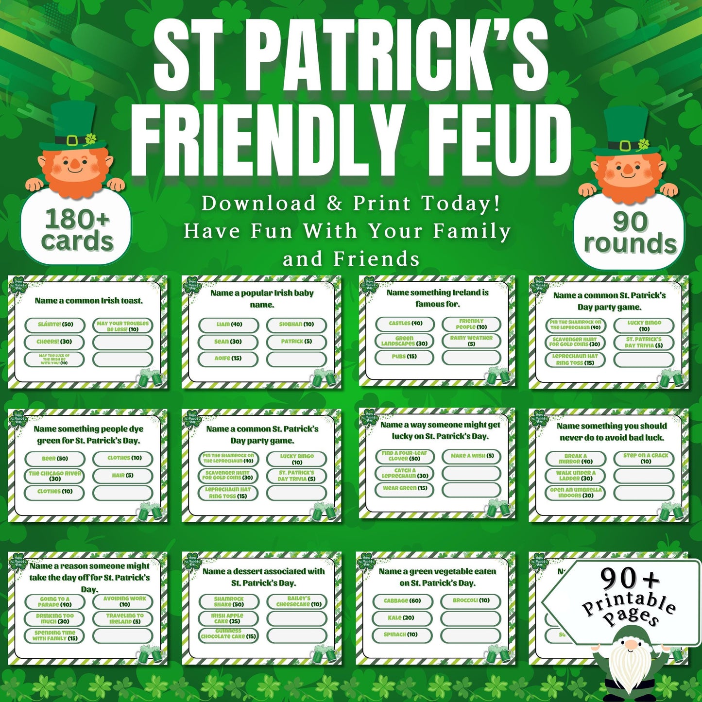 St. Patrick’s Day Family Feud Game, St. Patrick’s Day Trivia Feud, St. Paddy’s Day Party Game, St. Patty’s Day Feud, St. Patrick's Day Game