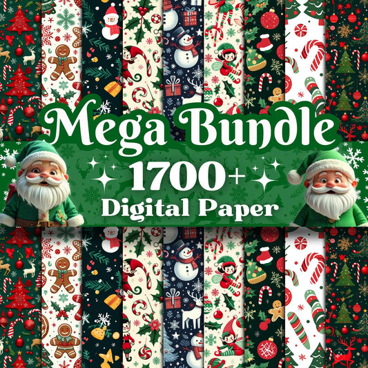 1700+ Mega Christmas Digital Paper Pack, Christmas Wallpaper, Christmas Scrapbook Paper, Christmas Background, Christmas Patterns And Paper
