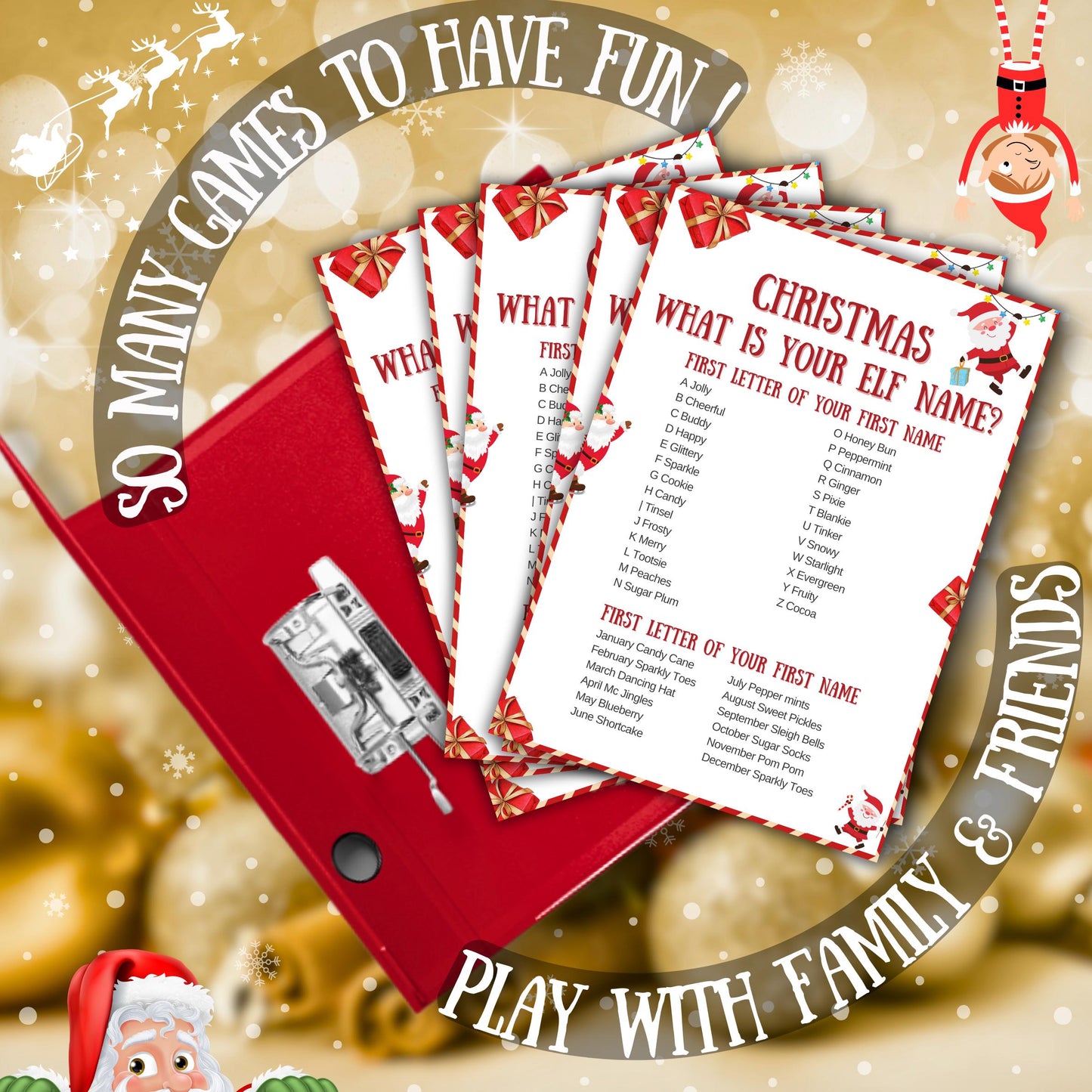 What's Your Elf Name, Christmas Dinner Game, Printable Game For Christmas Party, Christmas Class Activity, Game For Kids & Adults, Xmas Pdf