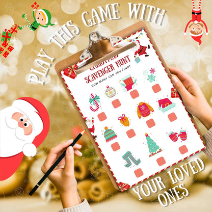 Christmas Scavenger Hunt Game, Printable Scavenger Hunt For Christmas Party Night, Family Gathering, Christmas Game For Kids, Teens & Adults