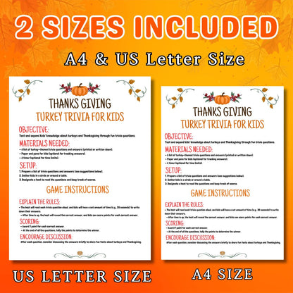 Turkey Trivia Game, Thanksgiving Fun Party Game, Fall Game For Kids & Adults, Friendsgiving Family Trivia Quiz, Printable Class Activity
