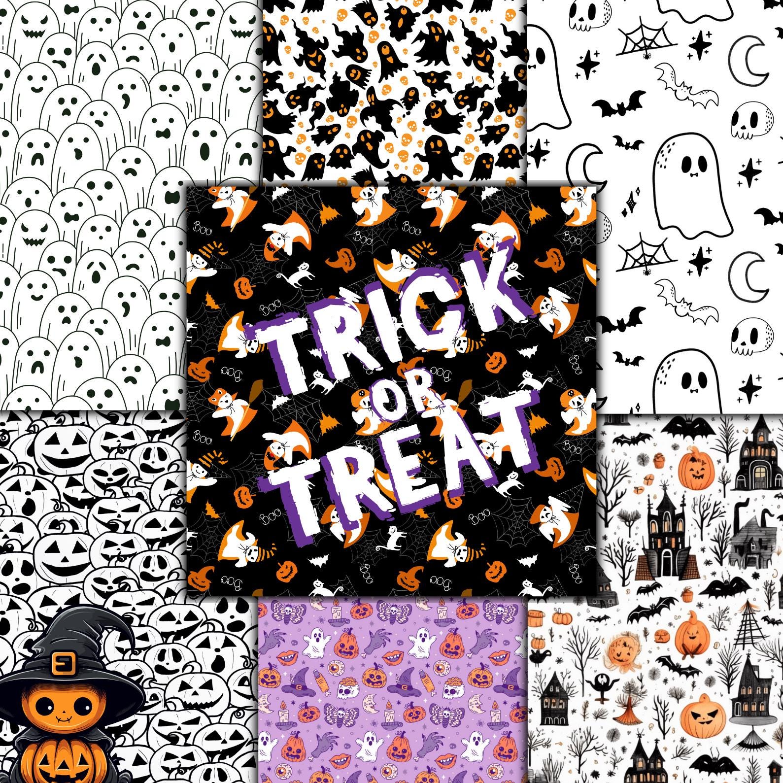 750+ Halloween Digital Papers | Spooky and Vintage Patterns, Seamless Designs 12x12in | Perfect for Crafting, Scrapbooking & Invitations