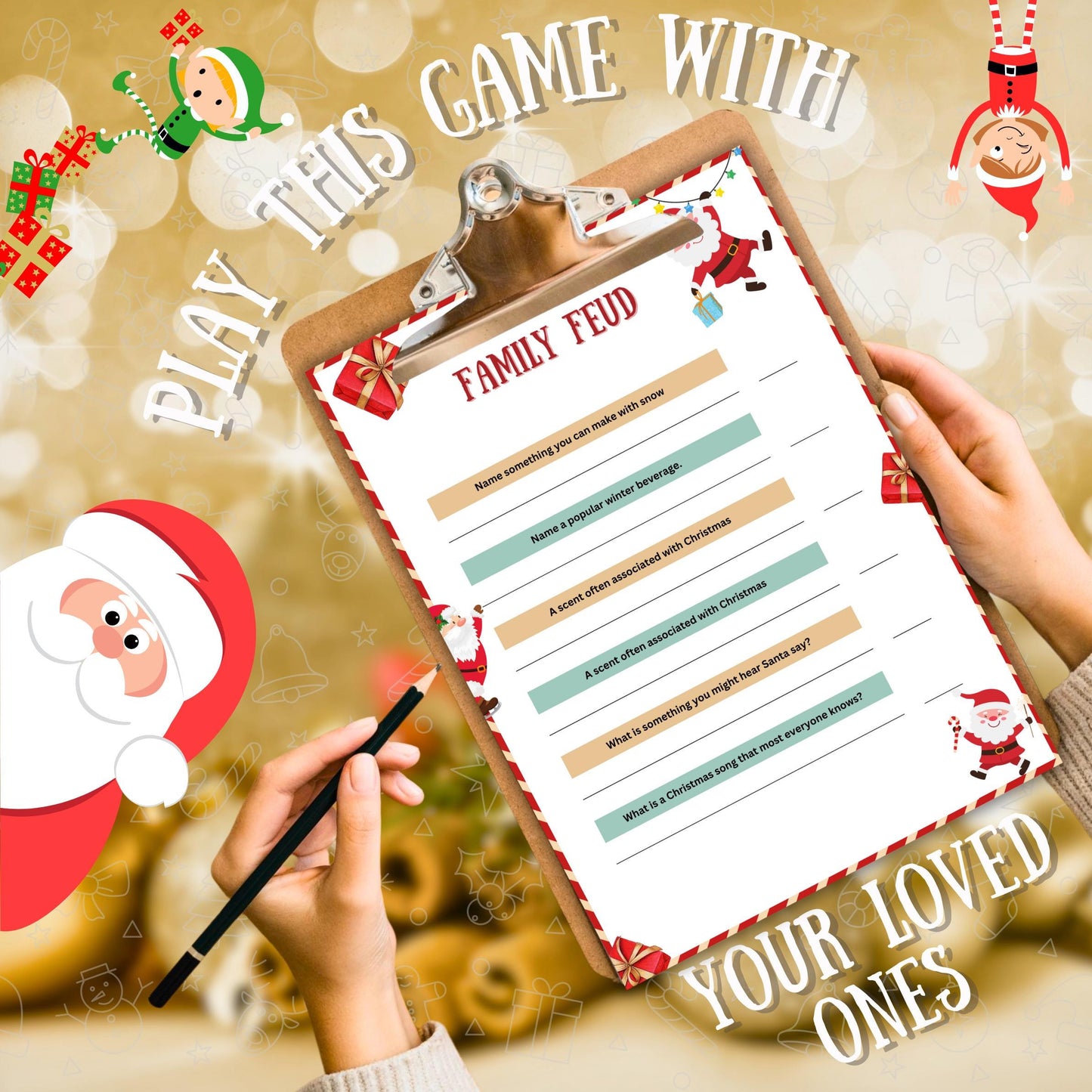 Christmas Family Feud, Printable Family Feud, Fun Feud Game, Family Group Night Game, Party Activity, Friendly Feud For Kids & Adults Pdf