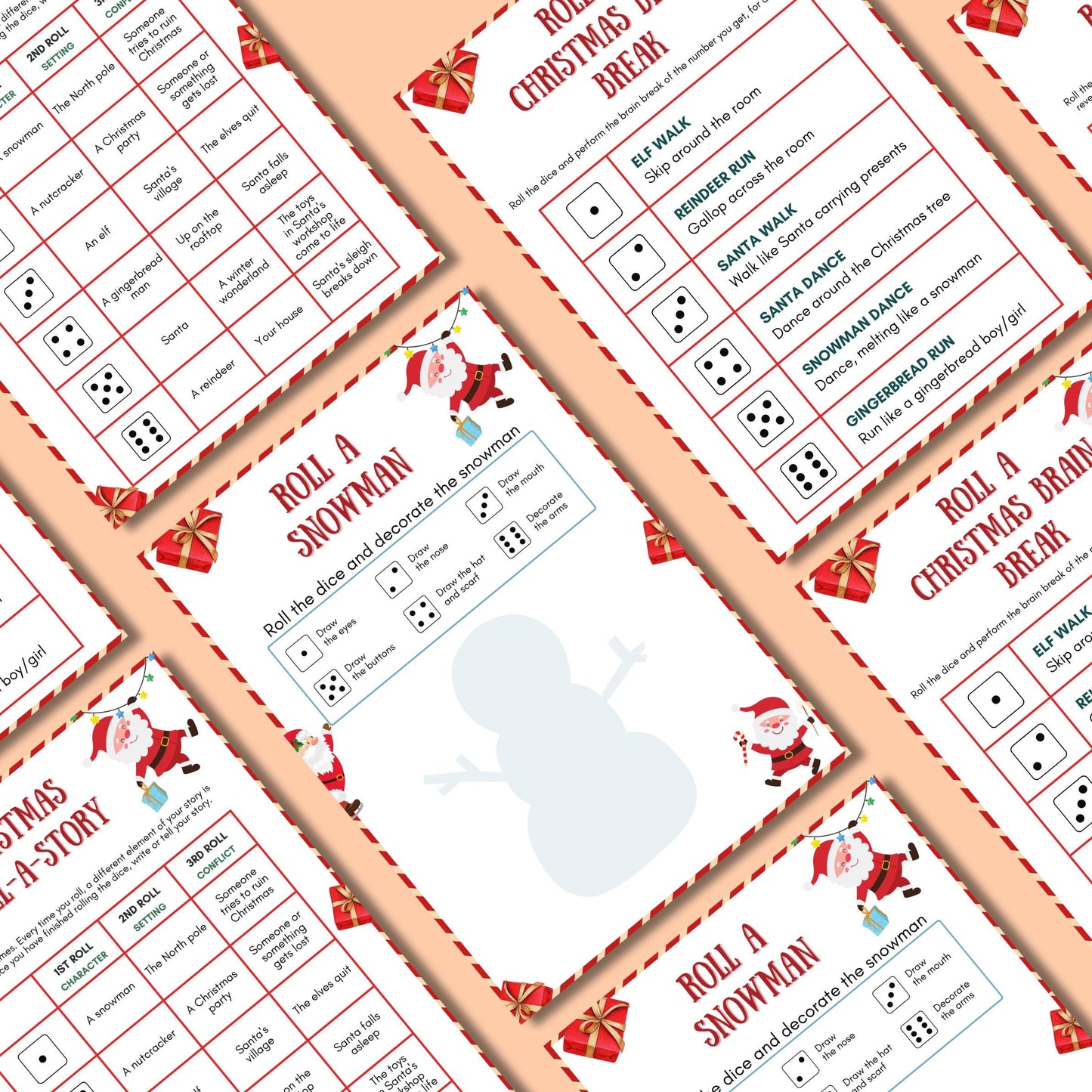 Roll A Christmas Printable Game, Christmas Dice Game For Kid & Adults, Dice Christmas Bundle For Family And Office Party Fun, Roll A SnowMan