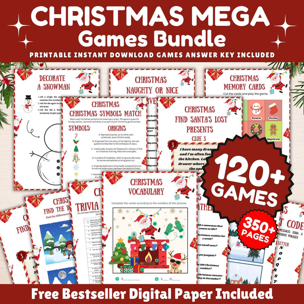 120+ Christmas Games Bundle, Christmas Party Games, School Christmas Game, Christmas Games Printable, Office Christmas,Family Christmas Game