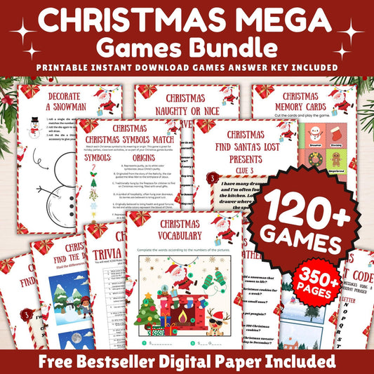120+ Christmas Games Bundle, Christmas Party Games, School Christmas Game, Christmas Games Printable, Office Christmas,Family Christmas Game