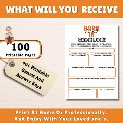 60th Birthday Games Bundle | Born in 1965 Party Games | Fun & Nostalgic Printable Games | 40+ Activities for Adults | Games and Trivia | PDF