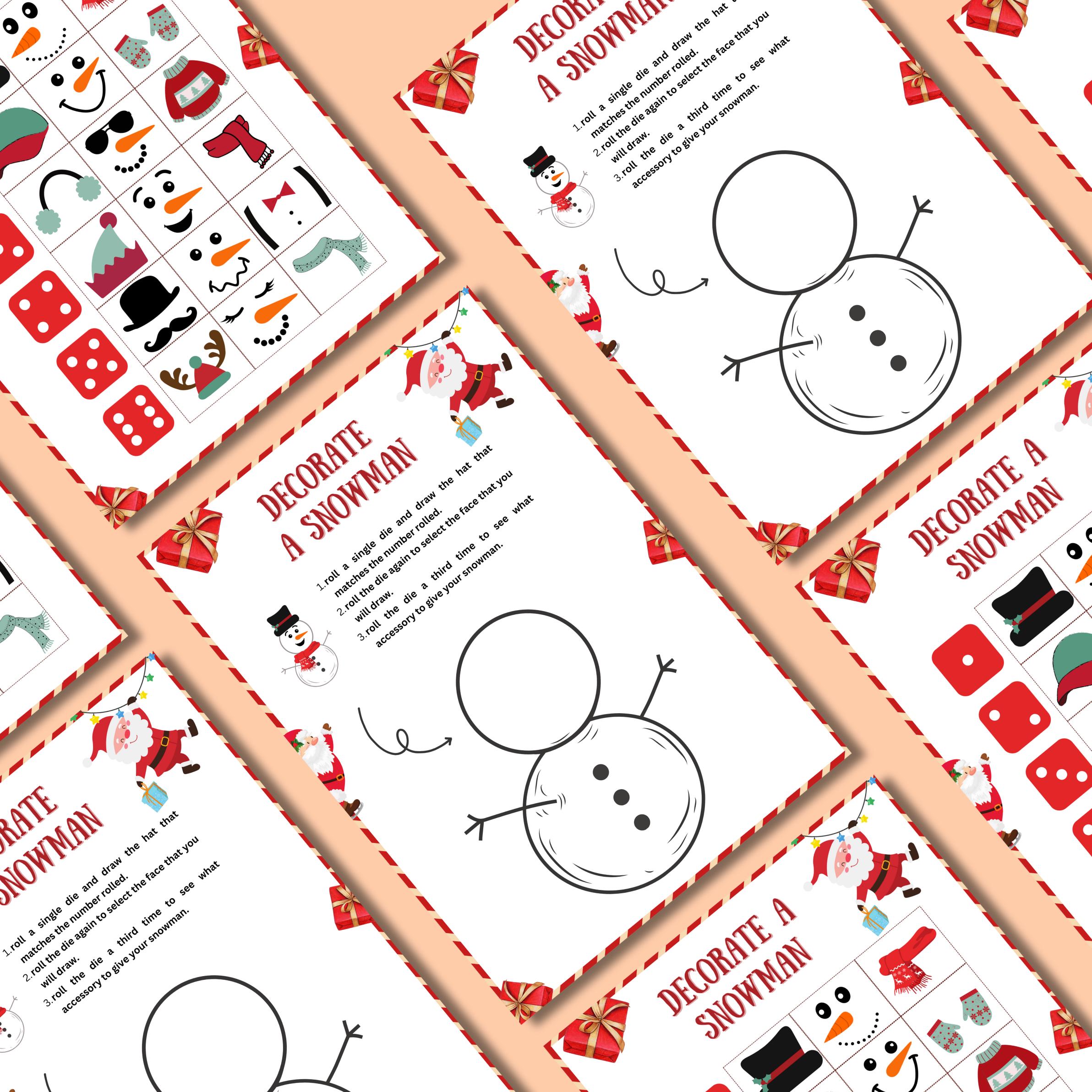 Christmas Decorate The Snowman Game, Christmas Printable Game For Kids, Christmas Trivia, Christmas Dice Game For Family, Christmas Party