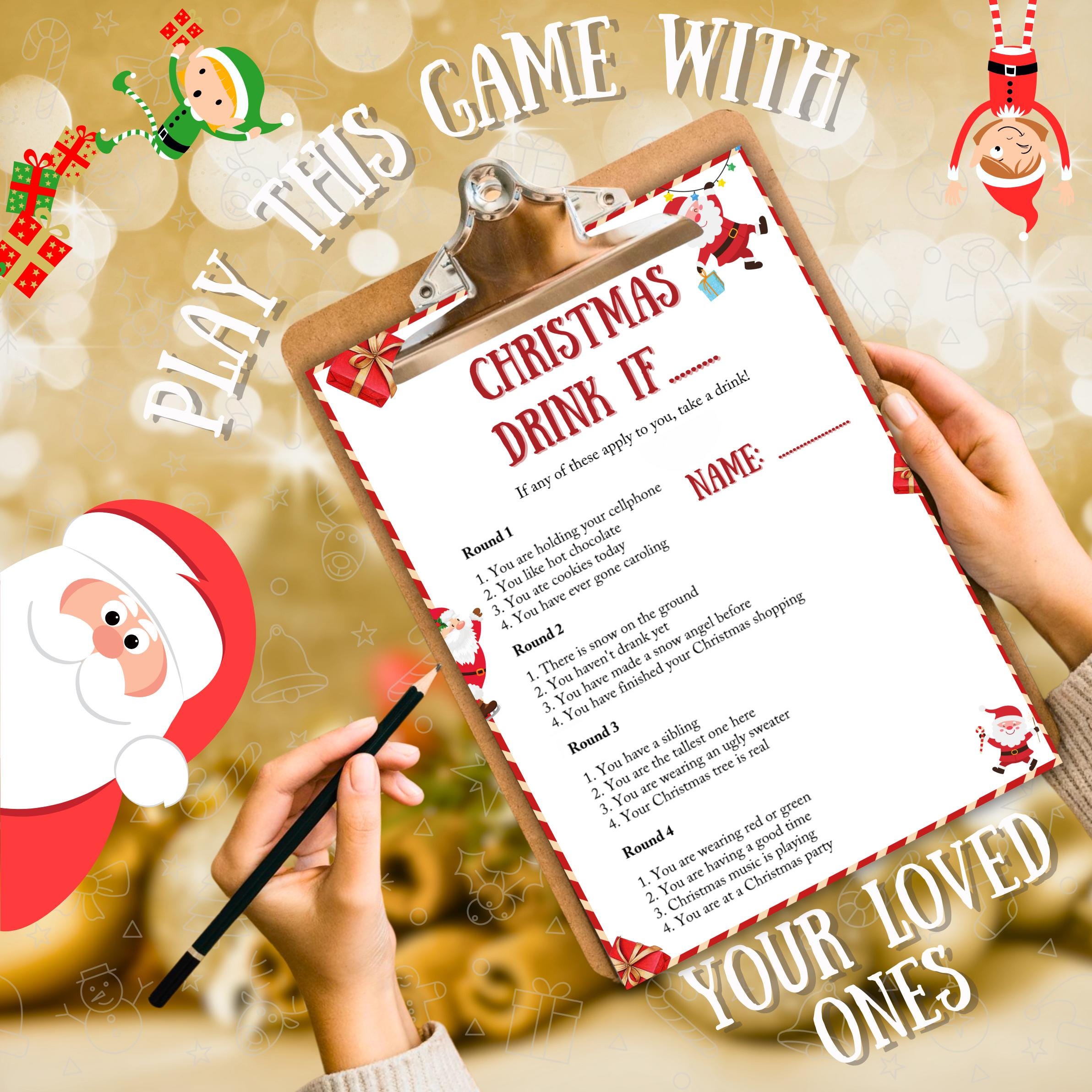 Christmas Drink if Game, Christmas Printable Game For Family And Office Activity, Games For Adults Party, Xmas Fun, Festive Holiday Fun Pdf