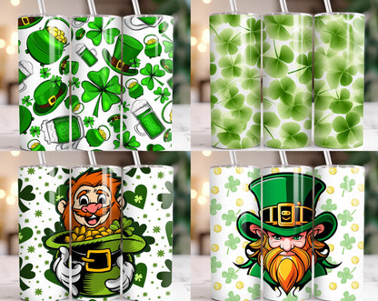 St. Patrick's Day Tumbler Wrap Bundle | 120+ Irish-Themed Designs | Shamrock, Leprechaun, Lucky PNG | Sublimation Wraps for 20oz Tumblers