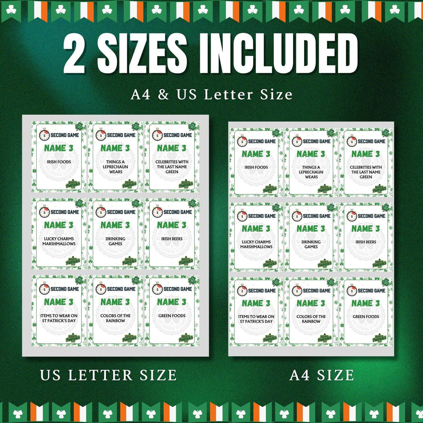 St. Patrick's Day 5 Second Challenge Game | 100+ Quick-Thinking Cards | Fun Party Game for Kids, Adults & Families, St. Paddy's Day Activity
