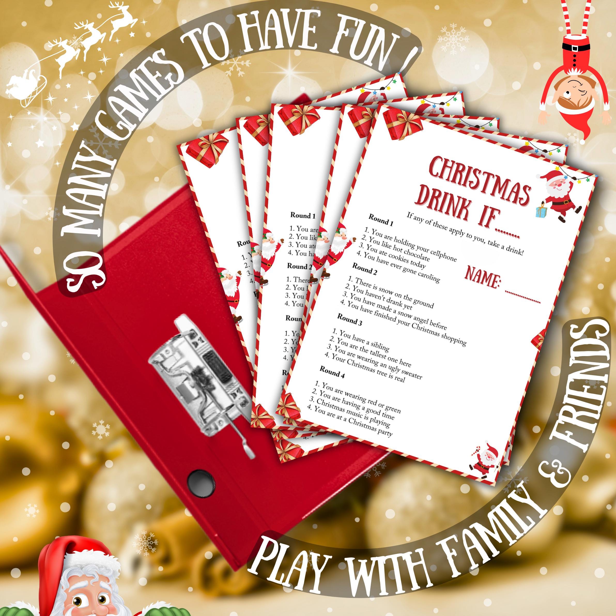 Christmas Drink if Game, Christmas Printable Game For Family And Office Activity, Games For Adults Party, Xmas Fun, Festive Holiday Fun Pdf