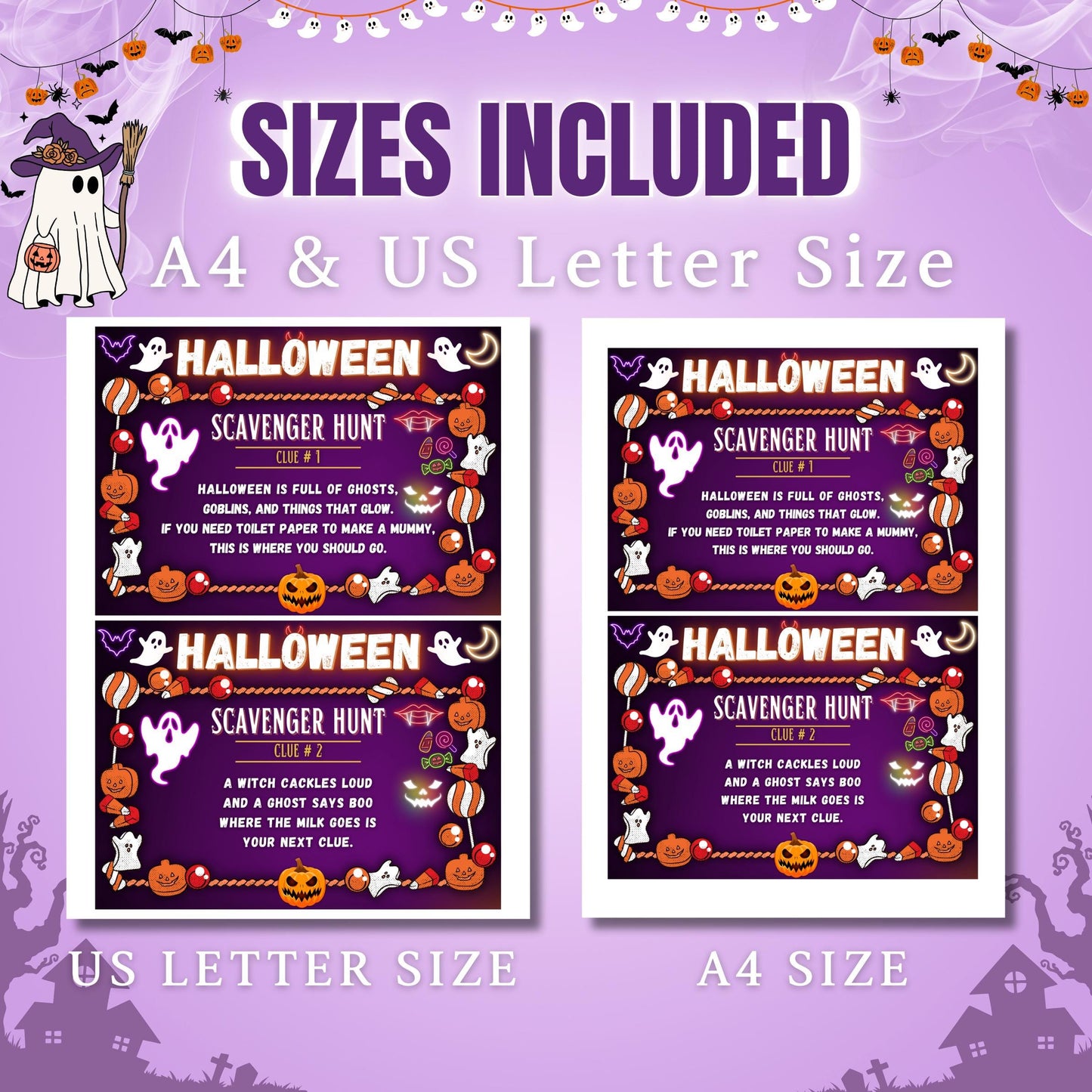 Halloween Scavenger Hunt | Fun Indoor & Outdoor Treasure Hunt for Kids | Printable Halloween Clues for Parties, Family Activities, Adventure