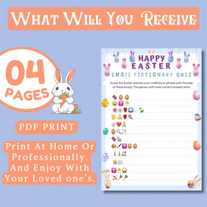 Easter Emoji Quiz | Fun Easter Pictionary Game | Printable Easter Party Game for Kids & Adults, Easter Trivia Activity, Instant Download PDF