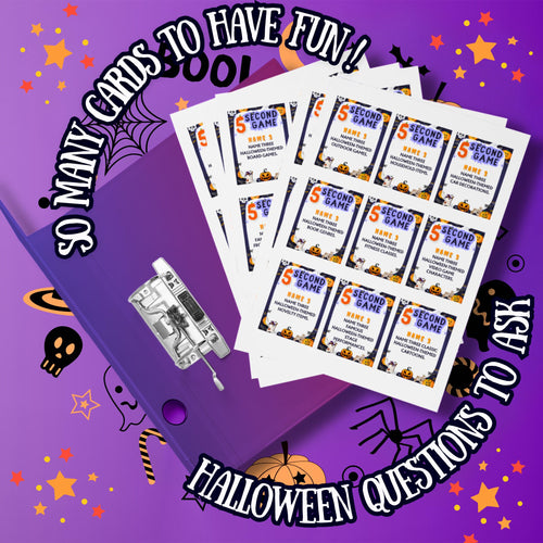 120+ Halloween 5-Second Game Cards | Exciting Spooky Trivia Challenge for Kids & Adults | Fast-Paced Fun for Parties | Printable Halloween