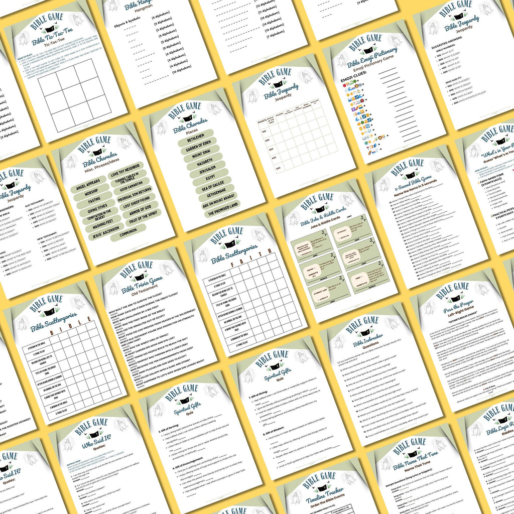 Bible Games Mega Bundle 65+ Printable Christian Games for Kids & Adults | 190+ Pages | Church, Youth Group, Sunday School, Family Game Night