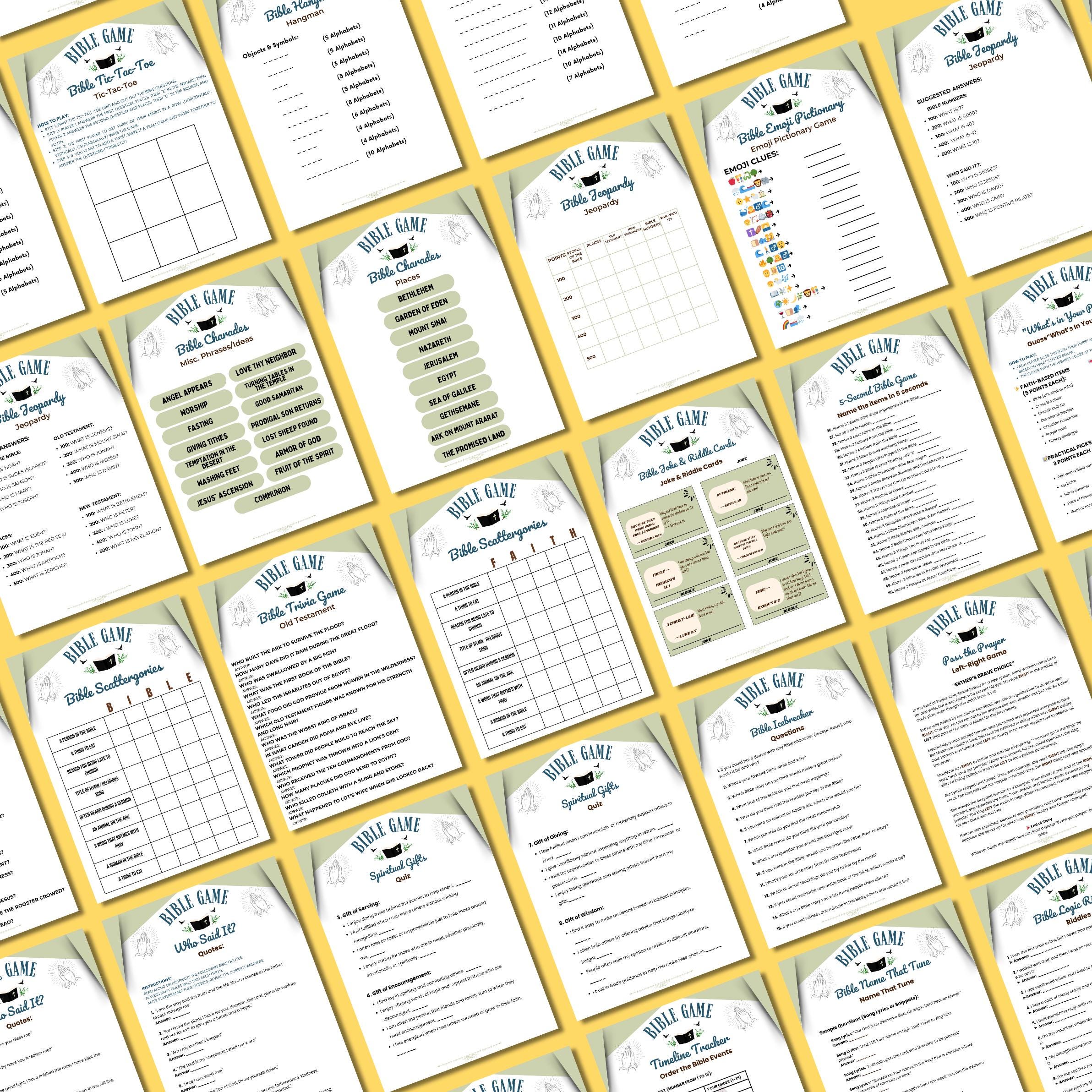 Bible Games Mega Bundle 65+ Printable Christian Games for Kids & Adults | 190+ Pages | Church, Youth Group, Sunday School, Family Game Night