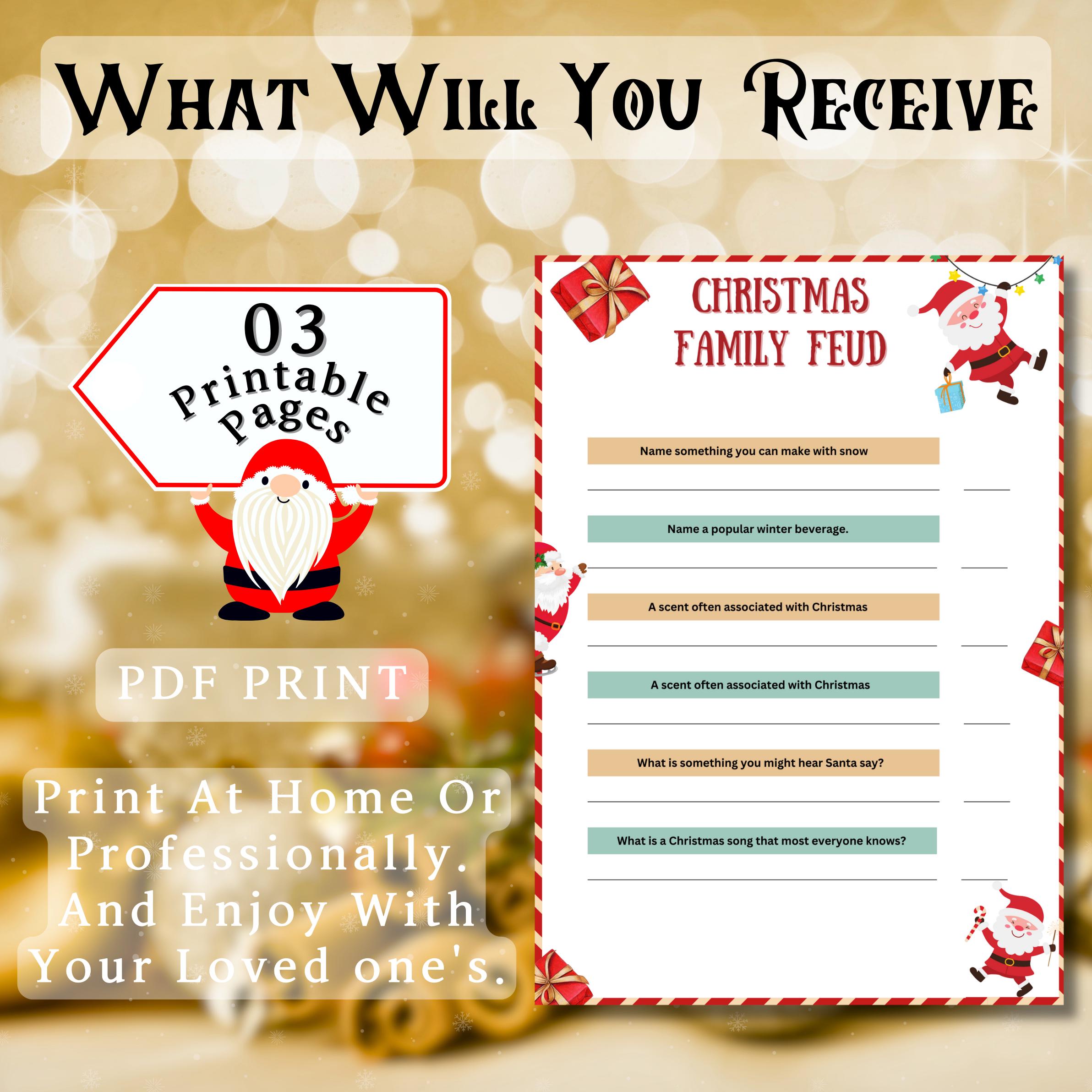 Christmas Family Feud, Printable Family Feud, Fun Feud Game, Family Group Night Game, Party Activity, Friendly Feud For Kids & Adults Pdf
