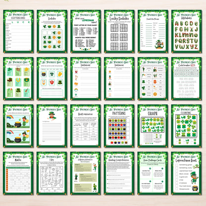 St Patricks Day Games Bundle, St Patricks Party Games for Adults, Kids St Patricks Classroom Games, Leprechaun, Bingo, Candy dice Trivia