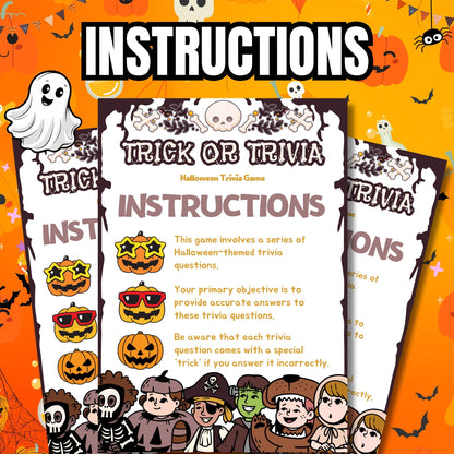 Halloween Trick or Trivia Game | Spooky Fun with Halloween-Themed Questions | Printable Party Game for Kids & Adults | Parties | Family Fun