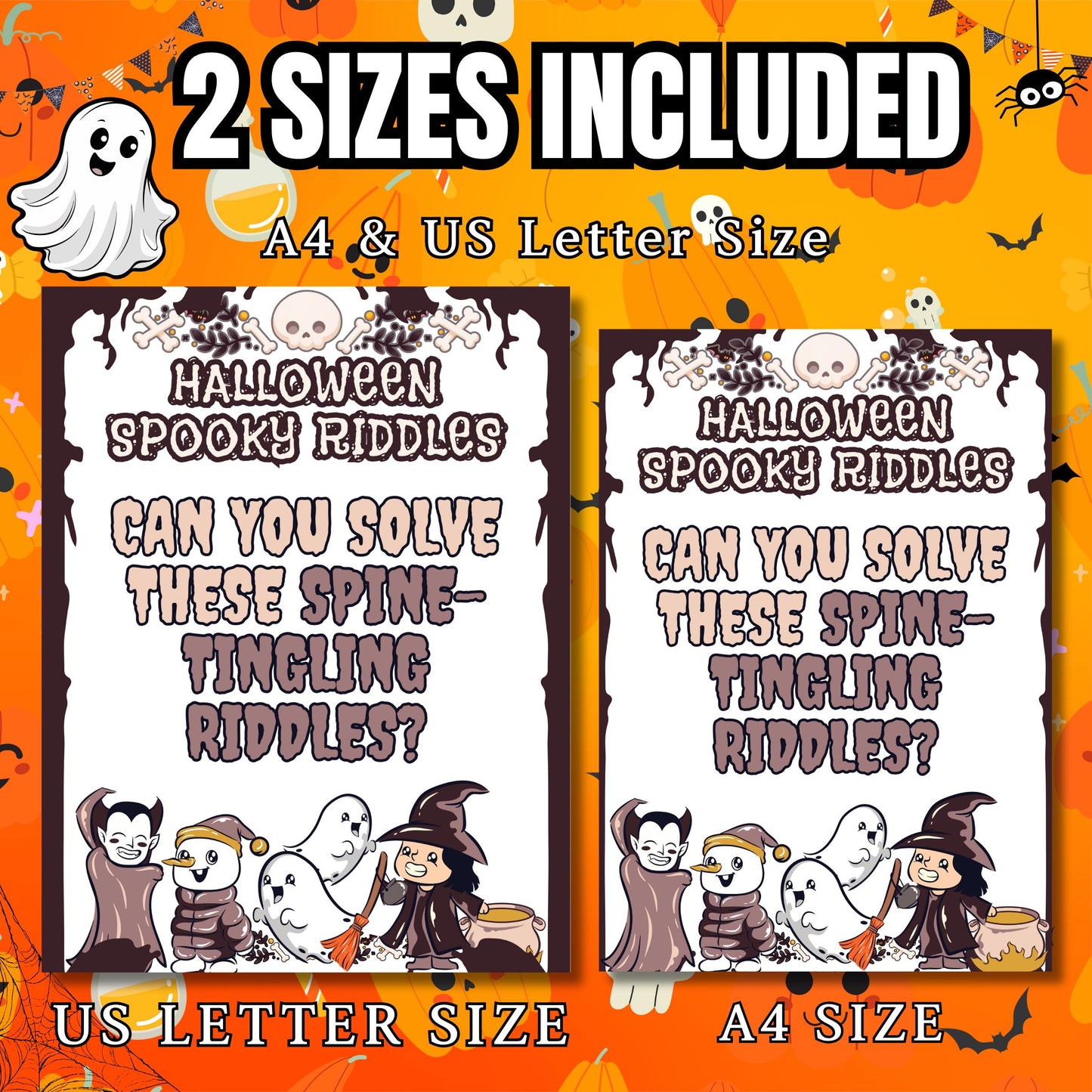 Halloween Spooky Riddles | Fun & Frightening Riddles for All Ages | Printable Halloween Activity | Perfect for Parties | Family Fun