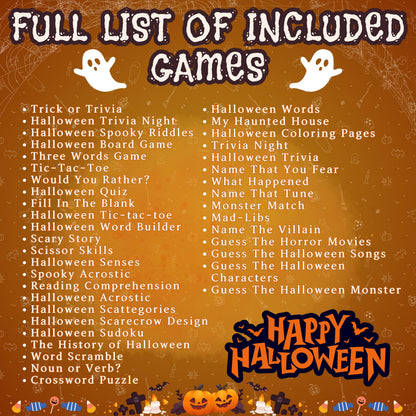 120+ Halloween Games Mega Bundle | Printable Halloween Games for Kids, Adults, Teens | Halloween Party Activities & Classroom Fun