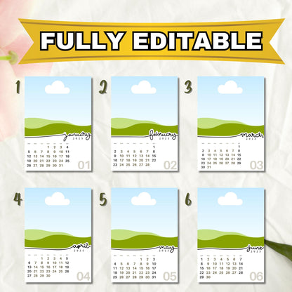 Editable 2025 Calendar Templates | Fully Editable for Free in Canva, Custom Design for Canva I Mini Calendar 2025, Add Your Own Photo