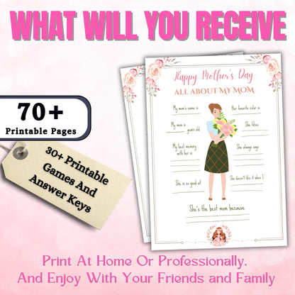 Mother's Day Games Bundle | Printable Party Games for Mom | Fun Mother's Day Activities, Crafts, Trivia, Bingo & More, Instant Download PDF