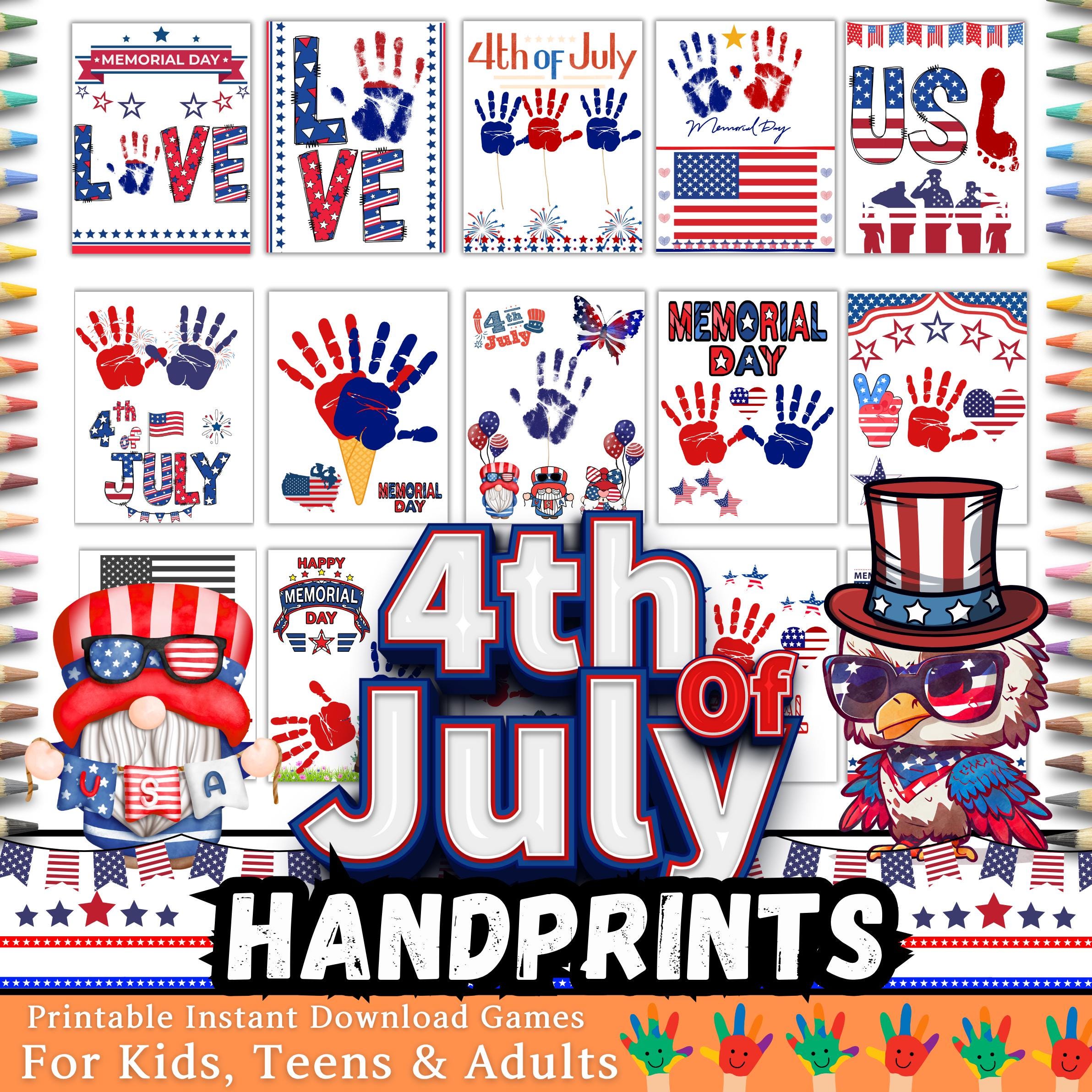 4th July Alphabet Handprint Art Bundle, Patriotic Letter Craft for Preschool | Kindergarten, Red White & Blue ABC Keepsake, Independence Day