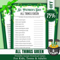 All Things Green St. Patrick's Day Game | Fun Irish Trivia & Word Challenge | St. Paddy's Party Game | Kids and Adults Printable Activity