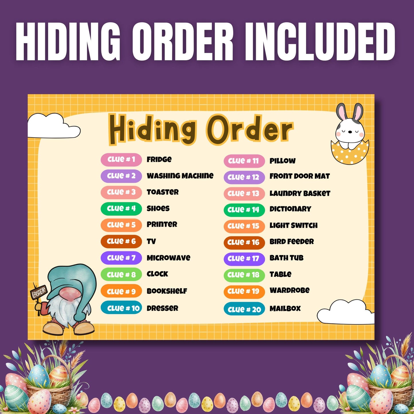 Easter Scavenger Hunt | Fun Printable Treasure Hunt Game | Easter Egg Hunt Clues for Kids & Families | Party Activity | Instant Download