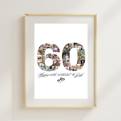 Personalized 60th Birthday Photo Collage | Custom Birthday Gift for Him, Her, Mom, Dad, Grandma & Grandpa | Family Keepsake | Canva Template