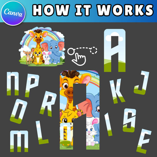 Editable Canva Frame Alphabet Template | Fill Your Own Font PNG | Sublimation Letters for Kids & Women Shirts | Digital Download