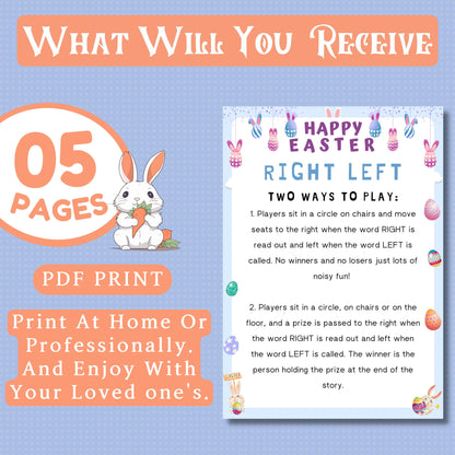 Easter Left Right Game | Pass the Prize Story Game | Fun Easter Party Game for Kids & Adults | Printable Easter Activity | Instant Download