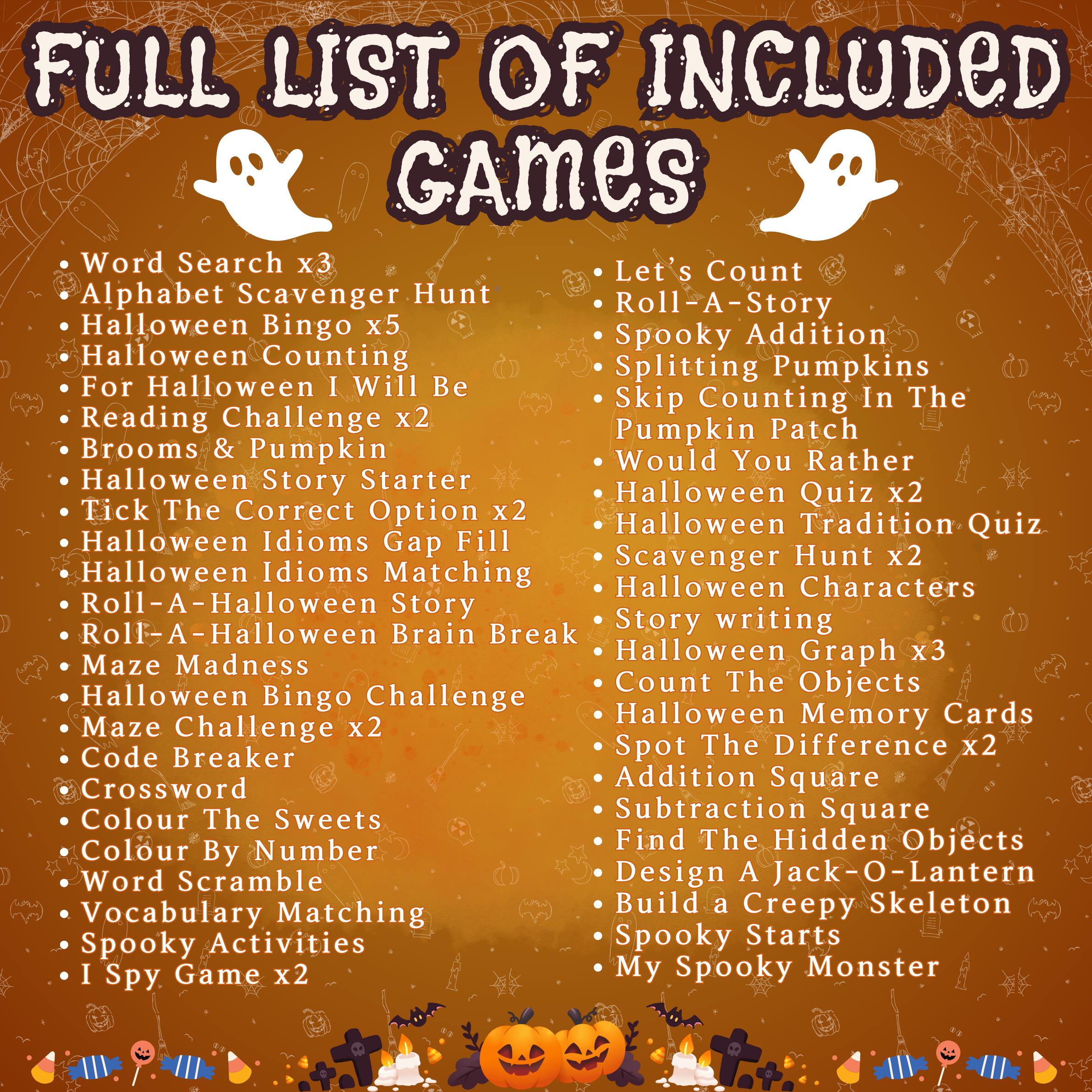 80+ Halloween Printable Games Bundle | Fun Party Games for Kids, Teens & Adults | Halloween Activities, Classroom Games, Bingo, Puzzles