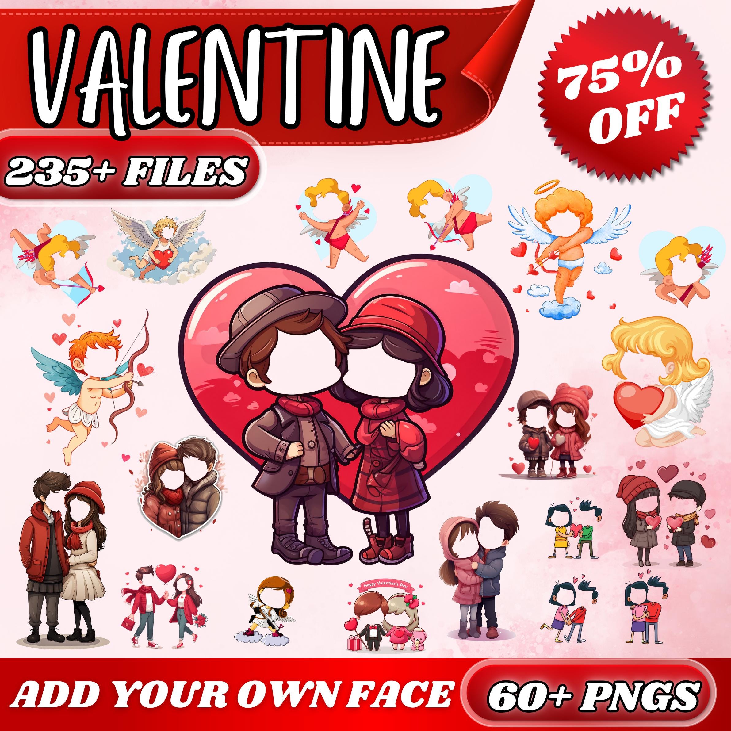 60+ Valentine Add Your Own Photo Face PNG Bundle | DIY Valentine Elf Yourself Templates | Fun Valentine’s Day Crafts for Kids & Family Decor