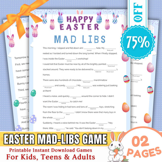 Easter Mad Libs Game | Fun Fill-in-the-Blanks Activity | Printable Easter Party Game for Kids & Adults | Family, Classroom And Church Game