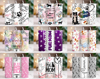 25+ Dog Mama Tumbler Wraps Bundle 20oz Skinny PNG | Funny Pet Mom Sublimation Designs | Dog Lover Gifts | Puppy Quotes | Printable Wraps