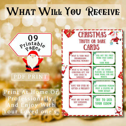 Christmas Truth Or Dare, Christmas holiday Party Game, Christmas Game For Kids & Adults, Printable Christmas Family Activity, Office Game