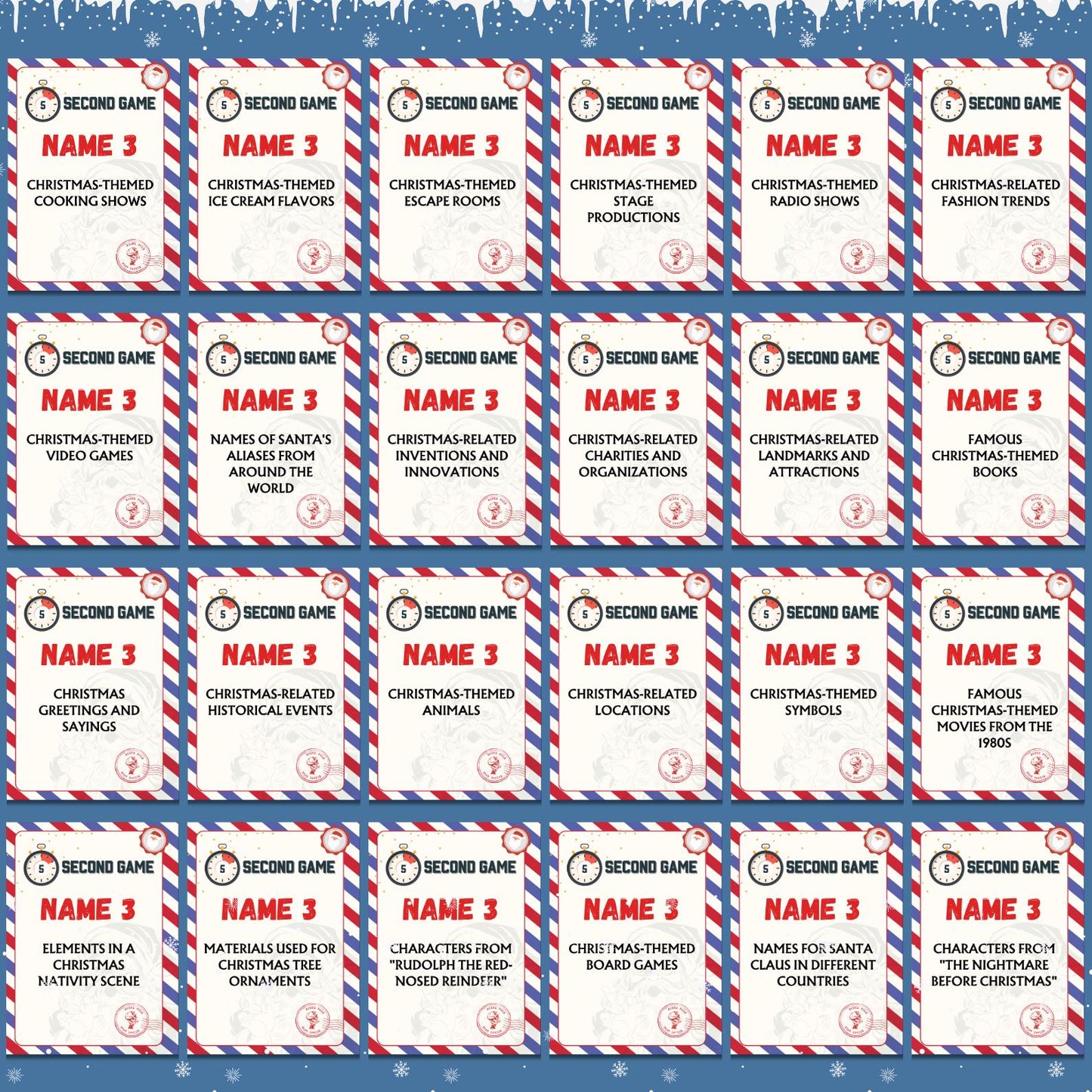 Christmas 5 Sec Game, Christmas Activity For Kids & Adults, Fun Christmas Party And Office Game, Printable Christmas Game, Xmas Card Games