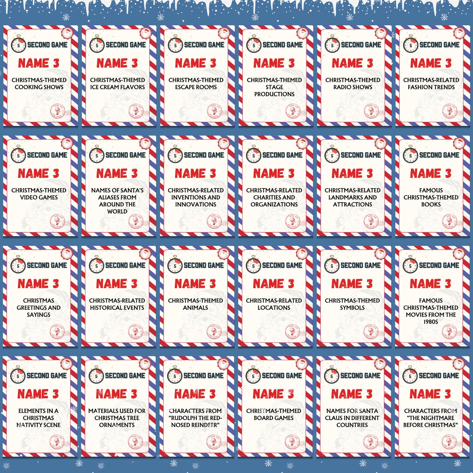 Christmas 5 Sec Game, Christmas Activity For Kids & Adults, Fun Christmas Party And Office Game, Printable Christmas Game, Xmas Card Games