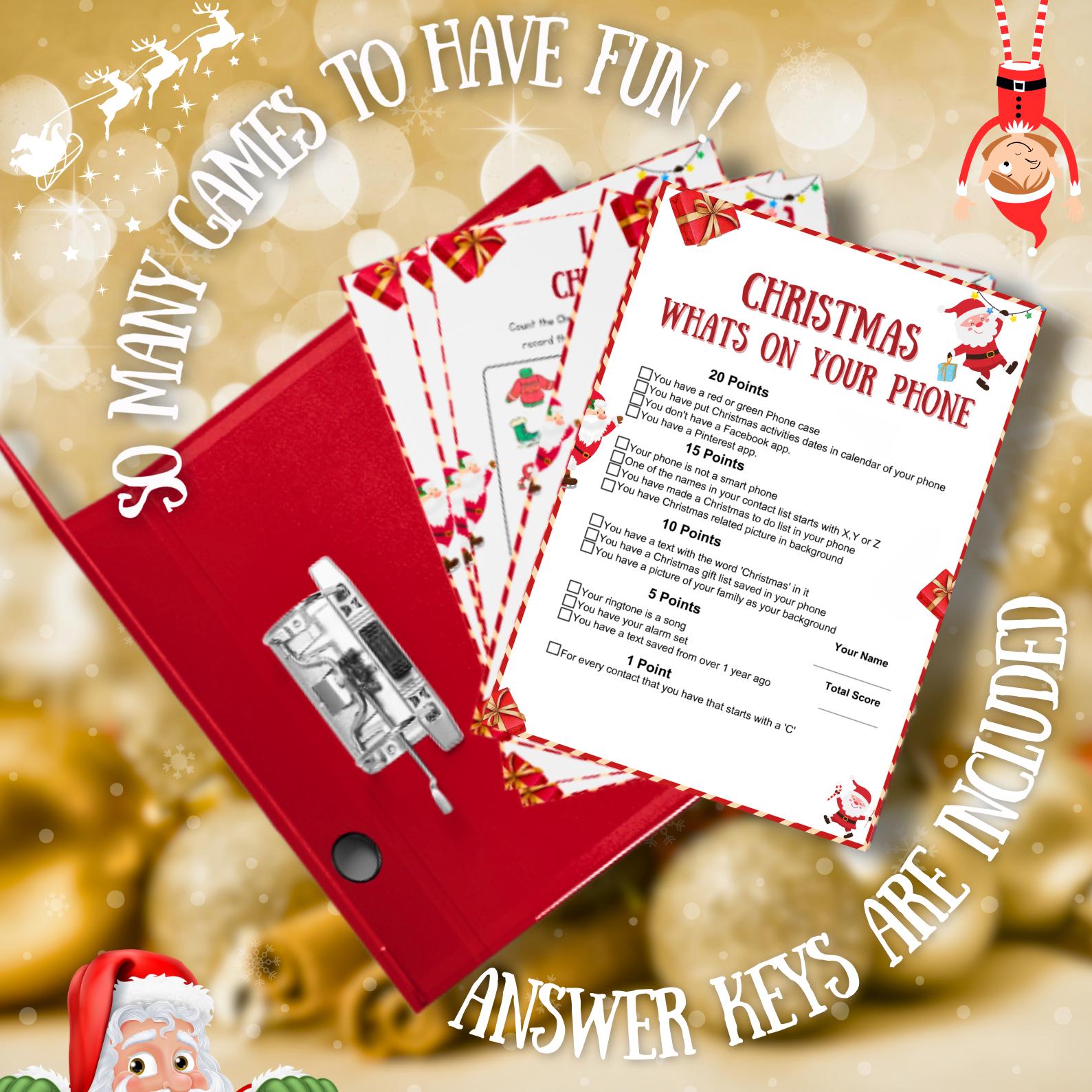 Christmas Game Bundle PLR MRR | 80+ Printable Holiday Games for All Ages | Charades, Emoji Quiz, Song Dares | 250+ Pages Download PDF
