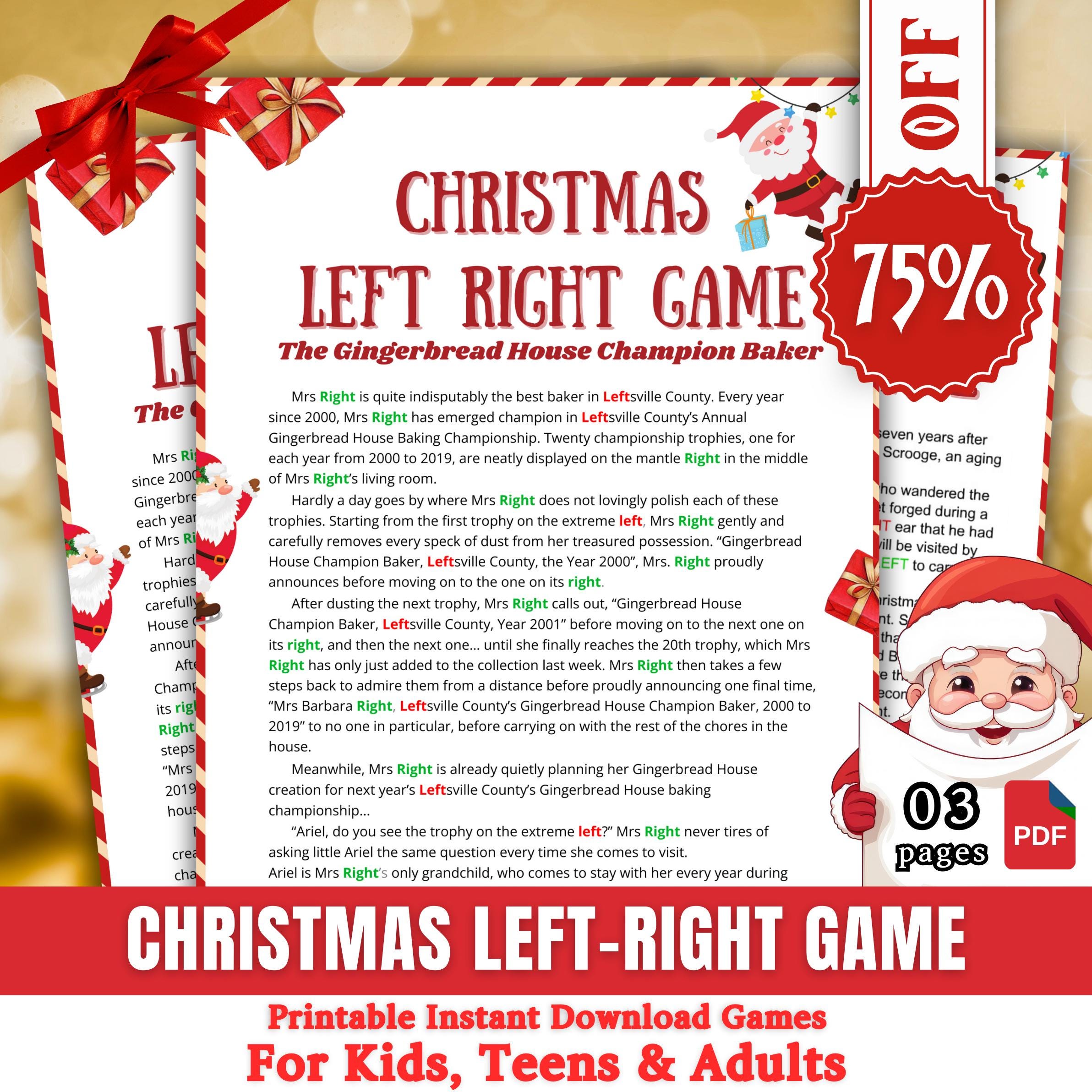 Christmas Left Right Game, Christmas Games, Xmas Games, Christmas Party Game, Pass The Present, Pass The Gift Game, Adults & kids Games, Pdf
